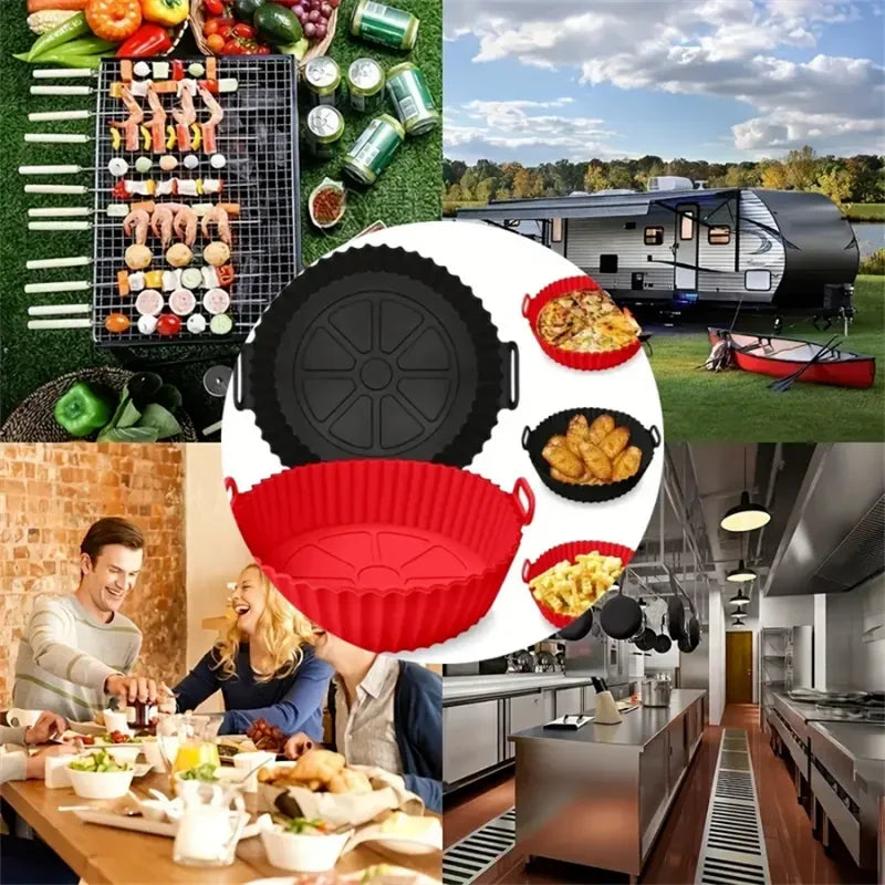 1/2 Pack Silicone Air Fryer Liner Pot Non-Stick Silicone Basket Bowl Reusable Baking Tray Kitchen Items Baking Pan