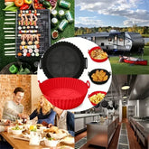 1/2 Pack Silicone Air Fryer Liner Pot Non-Stick Silicone Basket Bowl Reusable Baking Tray Kitchen Items Baking Pan