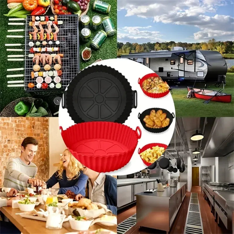 1/2 Pack Silicone Air Fryer Liner Pot Non-Stick Silicone Basket Bowl Reusable Baking Tray Kitchen Items Baking Pan