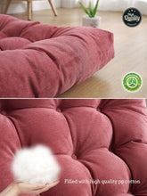 Square Floor Seat Pillows Cushions 22" X 22", Soft Thicken Yoga Meditation Cushion Pouf Tufted Corduroy Tatami Floor Pillow Reading Cushion Chair Pad Casual Seating for Adults & Kids, Rose Red