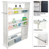Slim Rolling Storage Cart, White