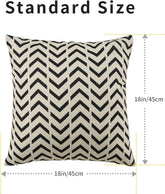Set of 4 Decorative Geometric 18 X 18 Inches Throw Pillow Covers - Modern Pattern Linen Square Pillow Cushion Case for Sofa Couch Bed Home Outdoor Car (18" X 18", Beige/Black)