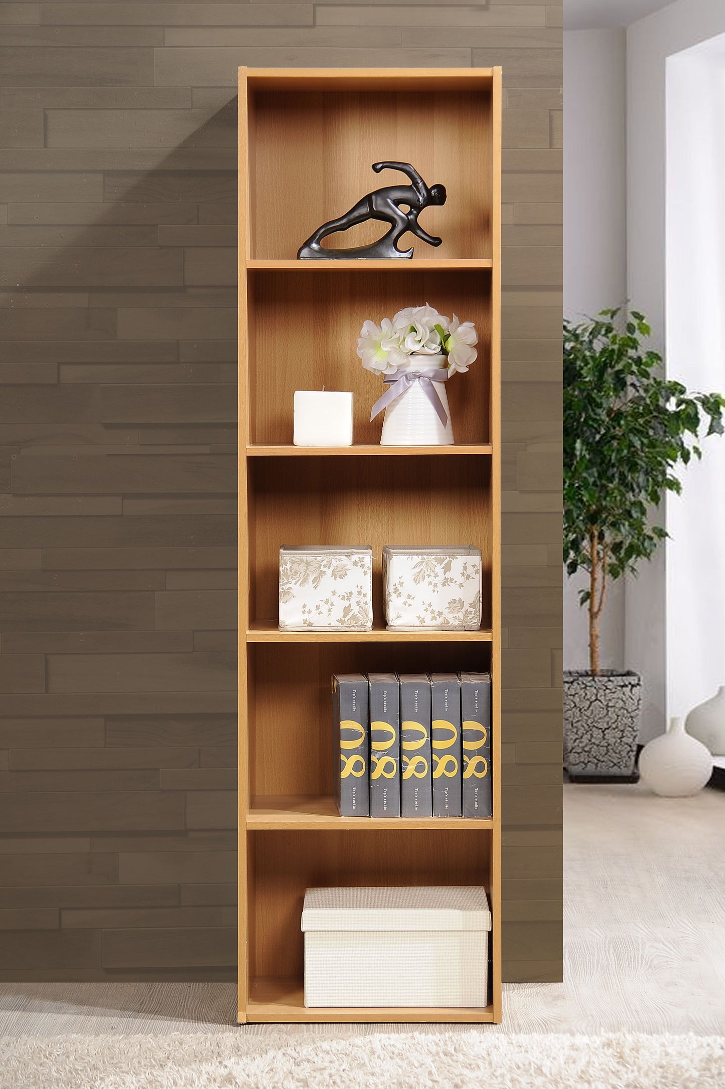 5-Shelf Bookcase, Beech
