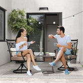 2 Pieces Patio 360 Degree Swivel Chairs with Blossom Pattern Backrest and Cushions