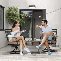 2 Pieces Patio 360 Degree Swivel Chairs with Blossom Pattern Backrest and Cushions
