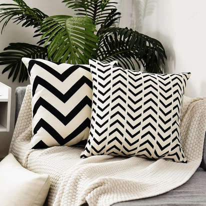 Set of 4 Decorative Geometric 18 X 18 Inches Throw Pillow Covers - Modern Pattern Linen Square Pillow Cushion Case for Sofa Couch Bed Home Outdoor Car (18
