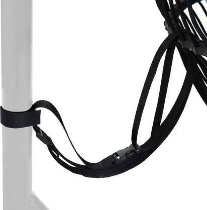Julia Hanging Egg Chair - Black Polyethylene Wicker Frame with Red Polyester Cushions - 44 Inches Tall
