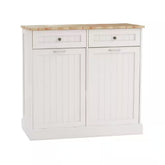 2-Drawers and 2-Compartment Tilt-Out Trash Cabinet Kitchen Trash Cabinet in White