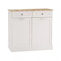 2-Drawers and 2-Compartment Tilt-Out Trash Cabinet Kitchen Trash Cabinet in White