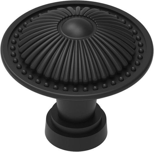 15-Pack Flat Black Cabinet Knobs, round Black Kitchen Knobs Handle Vintage Drawer Knobs Wood Dresse Chest Pull Furniture Door Decoration Knob with Sunburst Pattern