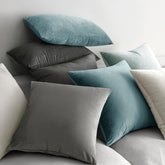 Pack of 2, Velvet Soft Solid Decorative Square Throw Pillow Covers Set Cushion Cases Pillowcases for Spring Sofa Bedroom 18X18 Inch Greyish White