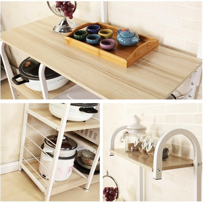4-Tier Kitchen Baker'S Rack Utility Microwave Oven Stand Storage Cart Workstation Shelf ,White Oak 172-MO-SH