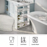 Slim Rolling Storage Cart, White