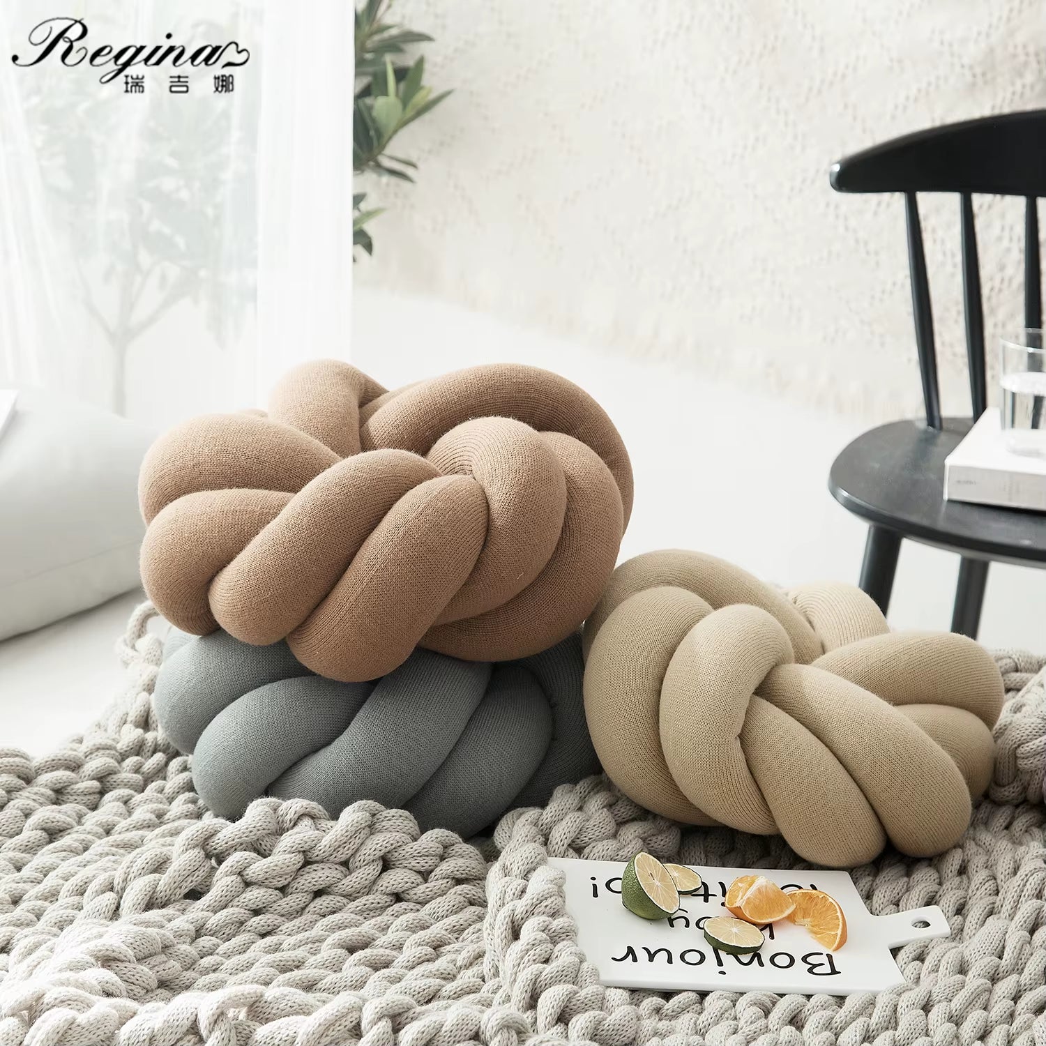 Cotton DIY Hand Knot Back Cushions Cozy Car Lumbar Pillow Home Decorative Sofa Seat Cushion Soft Office Hand Rest Pillows