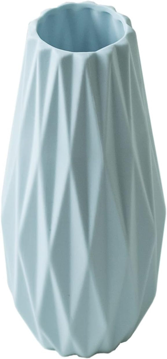 Simple White Ceramic Vase, Modern Home Decoration Porcelain Vase Flower Vase Origami Design, Flower Arrangement Decoration Shooting Props (Blue)