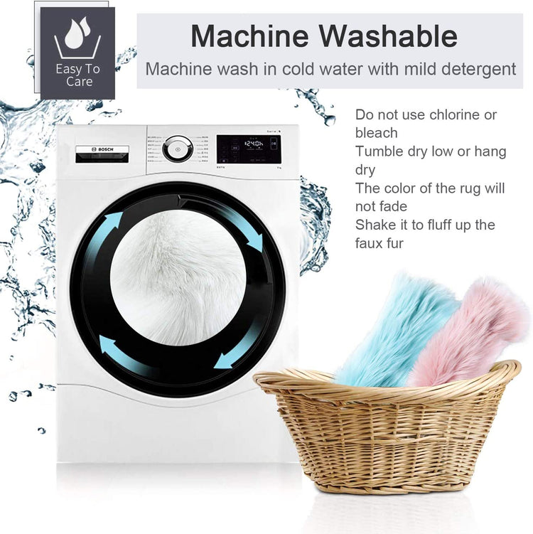 Premium Soft round Faux Fur Sheepskin Seat Cushion Chair Cover Plush Area Rugs for Bedroom, 14 X 14Inch, White