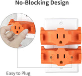 ETL Listed 3-Outlet Grounding Adapter, Heavy Duty 3-Prong Power Extender, Wall Socket Grounded Power Tap, 392℉ Fire-Retardant Material for Industrial Household Appliances, Orange, 2 Pack