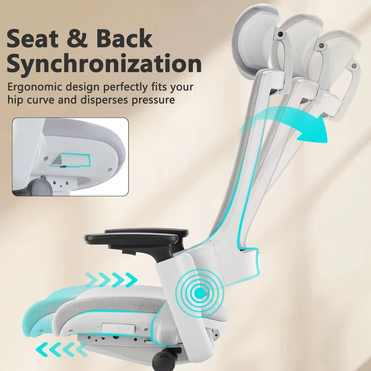 Big and Tall Office Chair 500Lbs with Footrest, Ergonomic Mesh Office Chair with Thicken Wide Cushion, 4D Armrest, Adjustable Lu