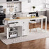 White Wood 74.5 In. Kitchen Island with Extendable Dining Table, Kitchen Cart with 4 Door Cabinet, Spice Rack, 2 Drawers