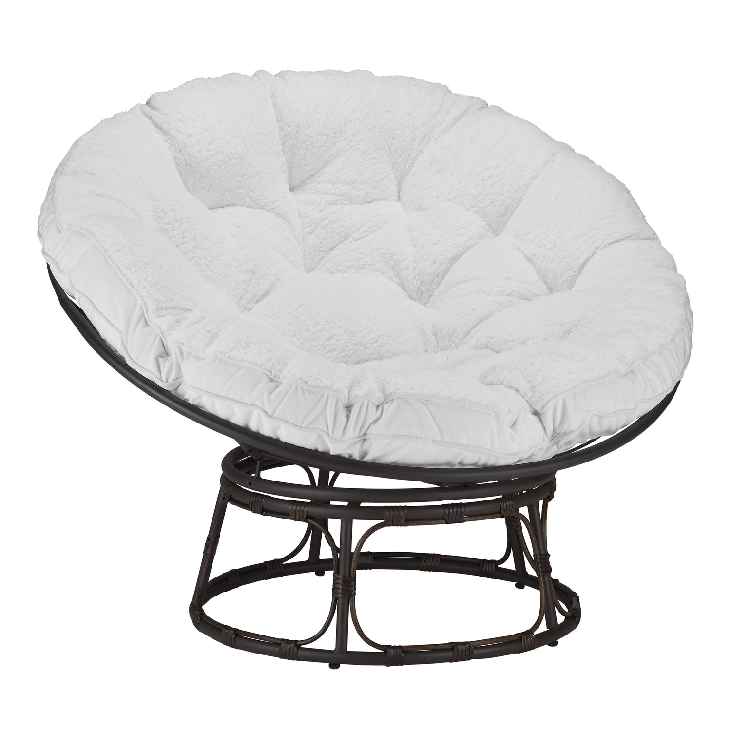 Papasan Accent Chair, White Sherpa