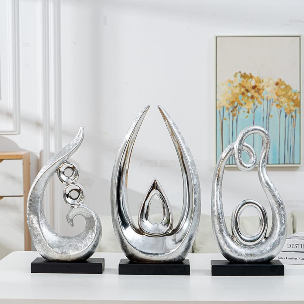 Ceramic Abstract Statue Decoration ，Gift, Silver ，Sculpture Office Home Decoration (1270)