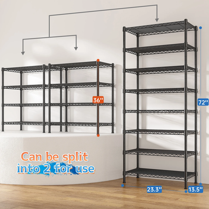 8-Tier Wire Shelving Unit Adjustable Metal Storage Shelves for Bathroom，Pantry，Kitchen，Laundry Room,72
