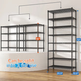 8-Tier Wire Shelving Unit Adjustable Metal Storage Shelves for Bathroom，Pantry，Kitchen，Laundry Room,72"H X 23.3"W X 13.5"D,Black
