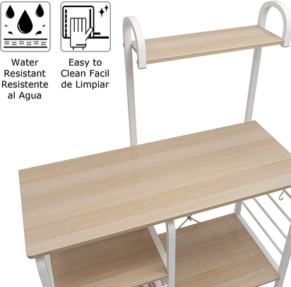 4-Tier Kitchen Baker'S Rack Utility Microwave Oven Stand Storage Cart Workstation Shelf ,White Oak 172-MO-SH