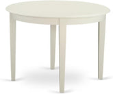 BOBA5-WHI-01 5 Piece Modern Dining Table Set Includes a round Kitchen Table and 4 Cream Linen Fabric Parsons Dining Chairs, 42X42 Inch, Linen White