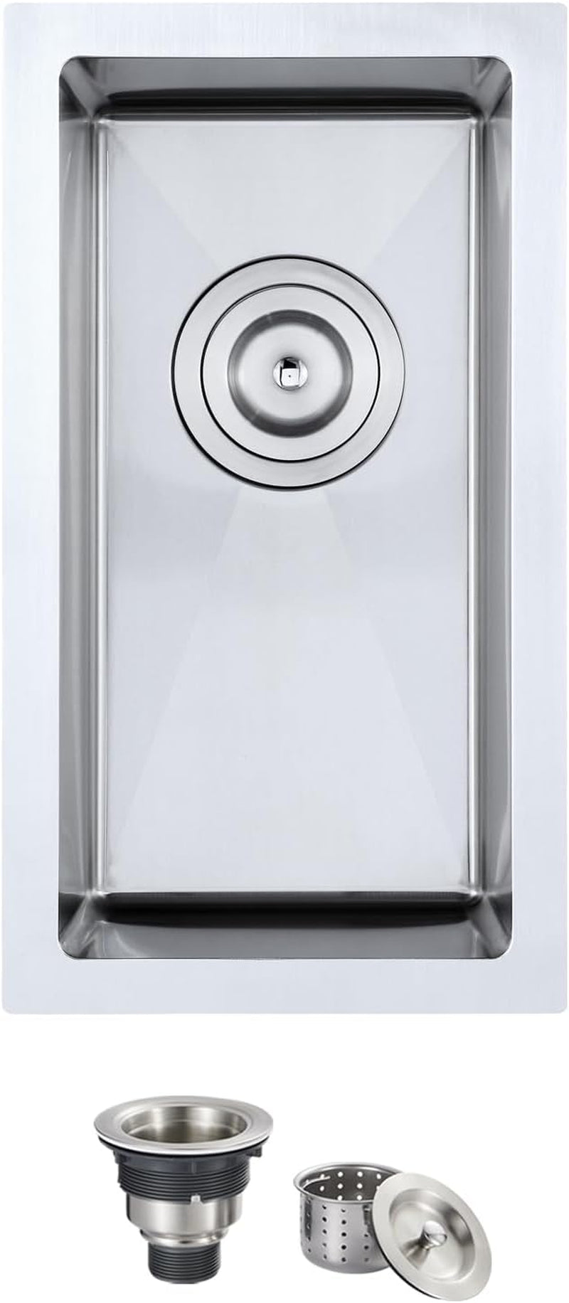 10"X18"X6" Bar Sink Undermount, Small Kitchen Sink Single Bowl 304 Stainlesss Steel, Wet Bar Prep Sink with Drain Assembly, Brushed