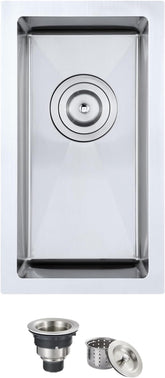 10"X18"X6" Bar Sink Undermount, Small Kitchen Sink Single Bowl 304 Stainlesss Steel, Wet Bar Prep Sink with Drain Assembly, Brushed