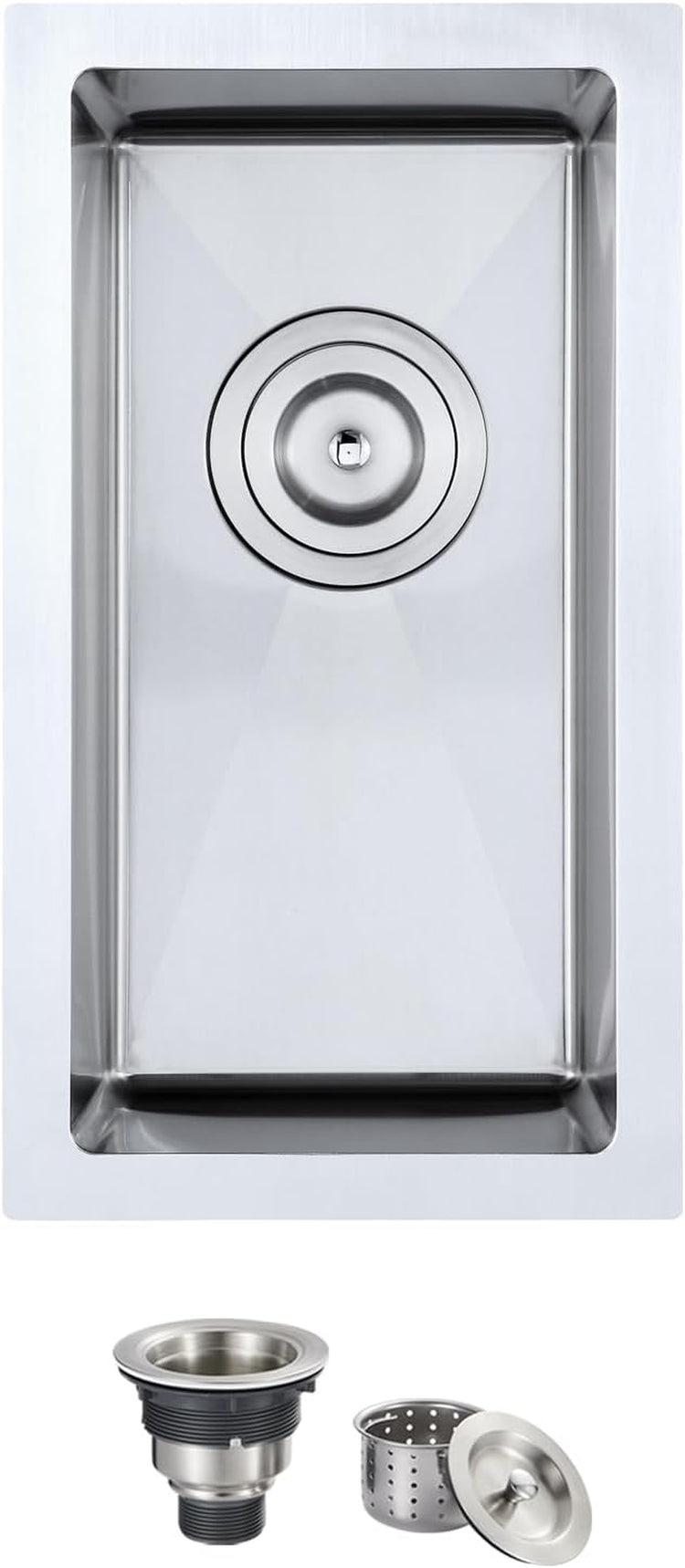 10"X18"X6" Bar Sink Undermount, Small Kitchen Sink Single Bowl 304 Stainlesss Steel, Wet Bar Prep Sink with Drain Assembly, Brushed