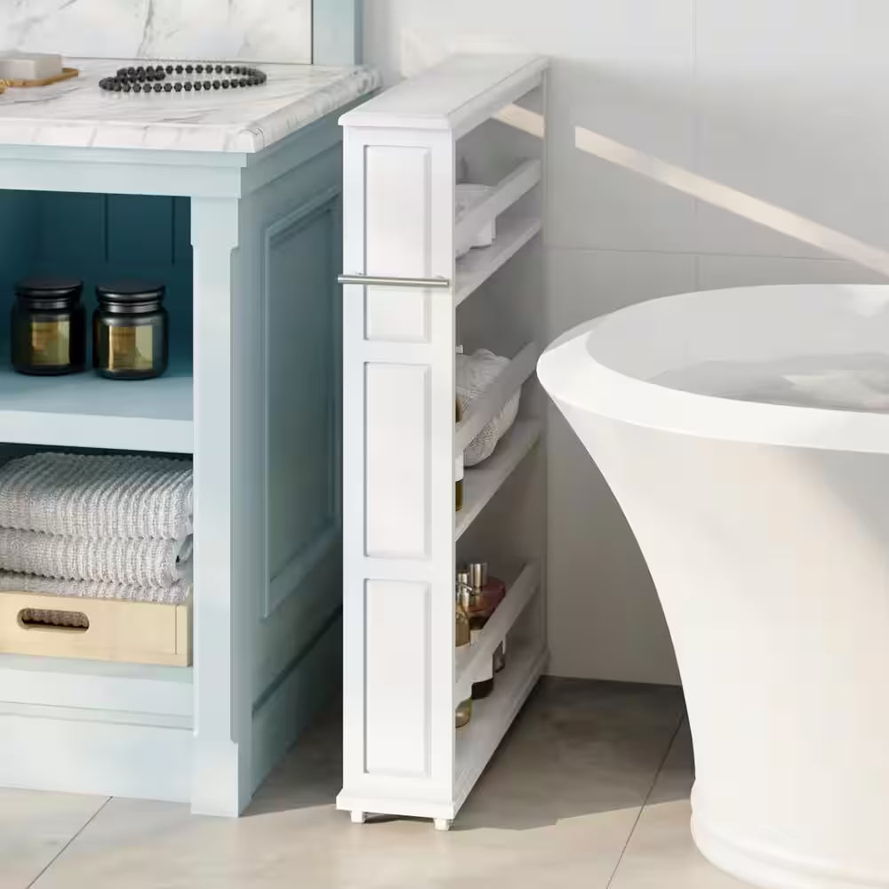 Slim Rolling Storage Cart, White