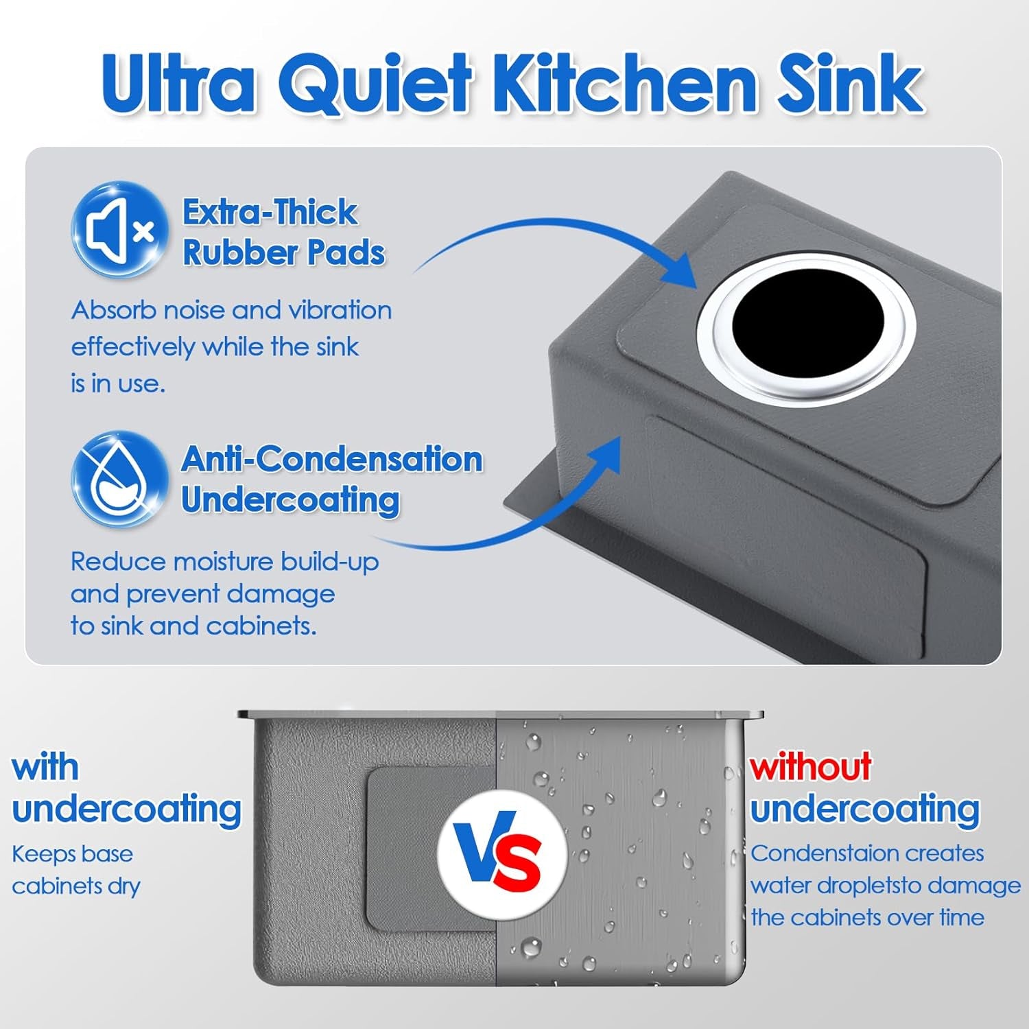 10"X18"X6" Bar Sink Undermount, Small Kitchen Sink Single Bowl 304 Stainlesss Steel, Wet Bar Prep Sink with Drain Assembly, Brushed