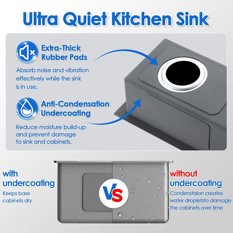 10"X18"X6" Bar Sink Undermount, Small Kitchen Sink Single Bowl 304 Stainlesss Steel, Wet Bar Prep Sink with Drain Assembly, Brushed