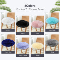 Premium Soft round Faux Fur Sheepskin Seat Cushion Chair Cover Plush Area Rugs for Bedroom, 14 X 14Inch, White