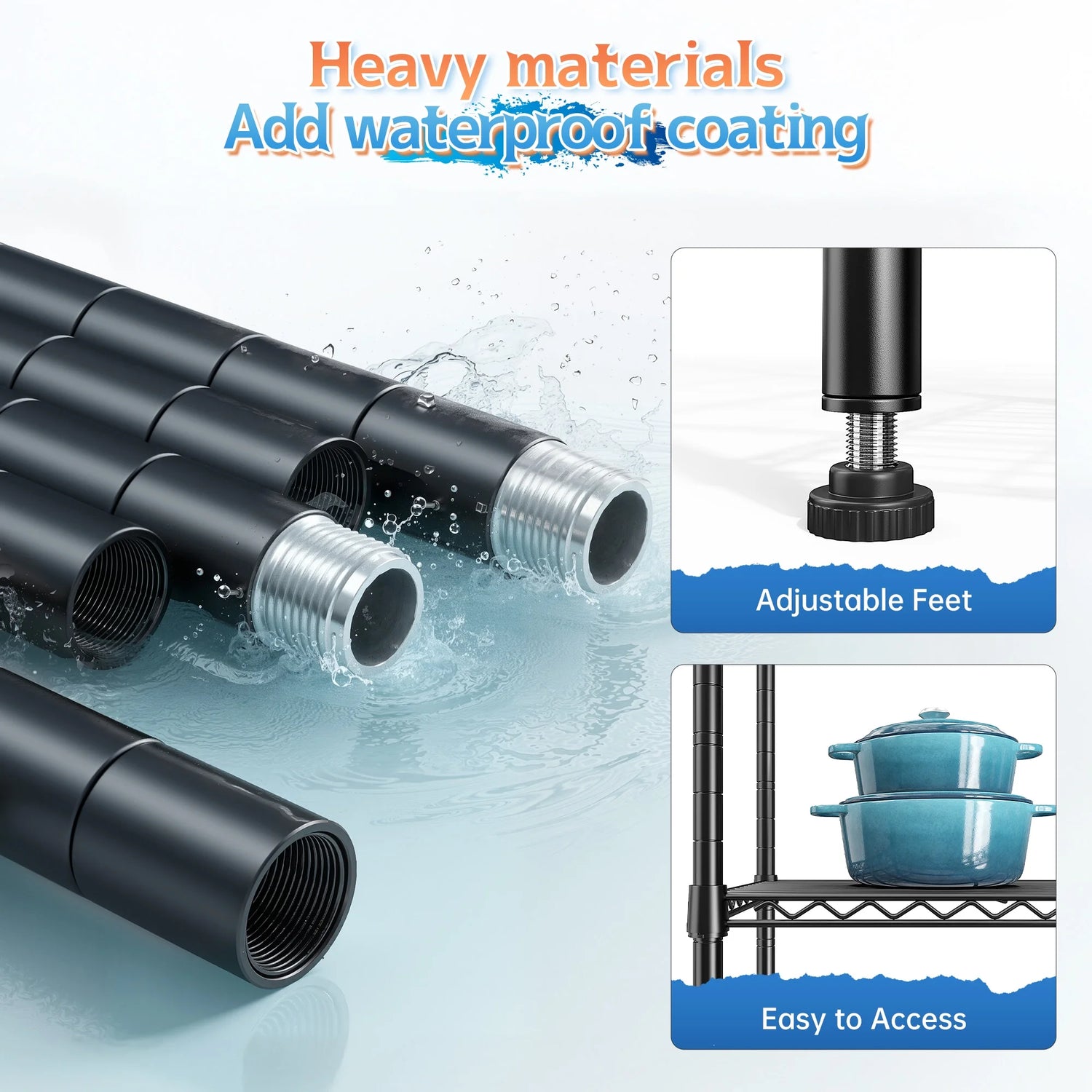 8-Tier Wire Shelving Unit Adjustable Metal Storage Shelves for Bathroom，Pantry，Kitchen，Laundry Room,72"H X 23.3"W X 13.5"D,Black