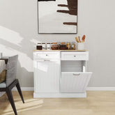 2-Drawers and 2-Compartment Tilt-Out Trash Cabinet Kitchen Trash Cabinet in White