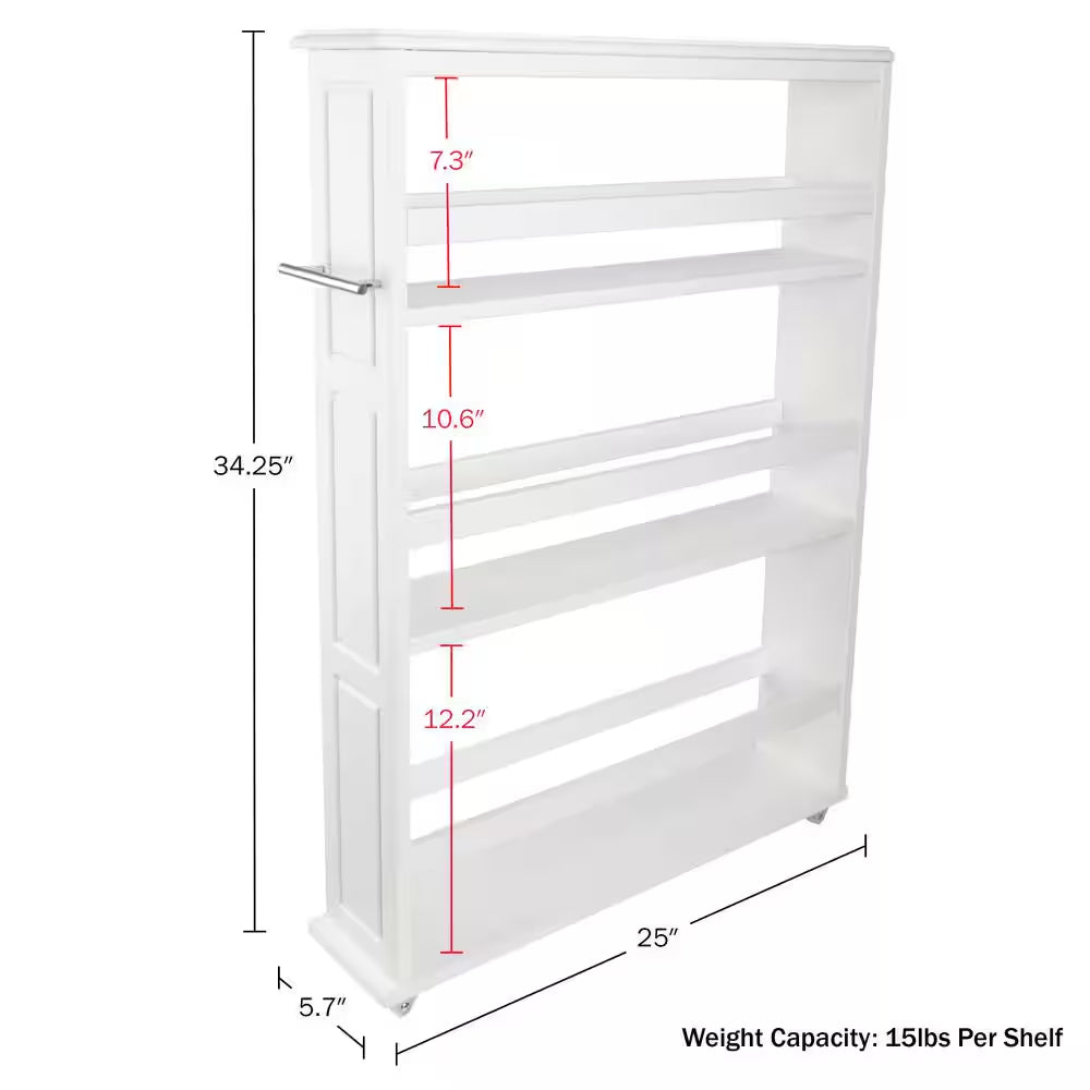 Slim Rolling Storage Cart, White