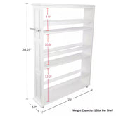 Slim Rolling Storage Cart, White