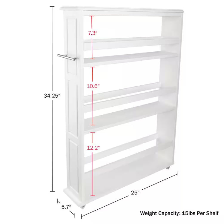 Slim Rolling Storage Cart, White