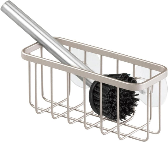 Idesign Rust-Resistant Stainless Steel Sponge Holder for Kitchen Sink with Suction Cups, the Gia Collection - Set of 1, Satin