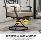 2 Pieces Patio 360 Degree Swivel Chairs with Blossom Pattern Backrest and Cushions