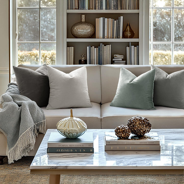 Pack of 2, Velvet Soft Solid Decorative Square Throw Pillow Covers Set Cushion Cases Pillowcases for Spring Sofa Bedroom 18X18 Inch Greyish White