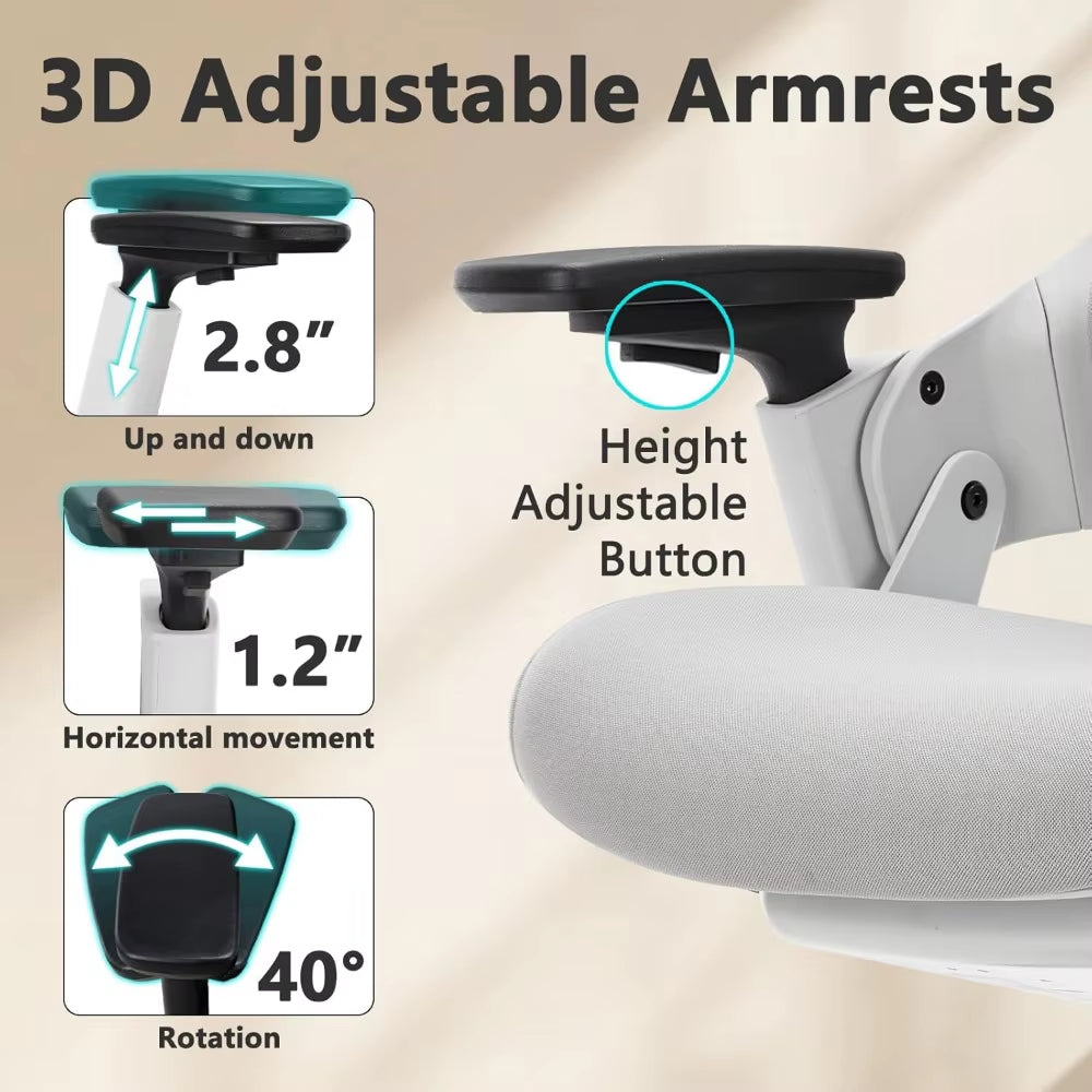 Big and Tall Office Chair 500Lbs with Footrest, Ergonomic Mesh Office Chair with Thicken Wide Cushion, 4D Armrest, Adjustable Lu