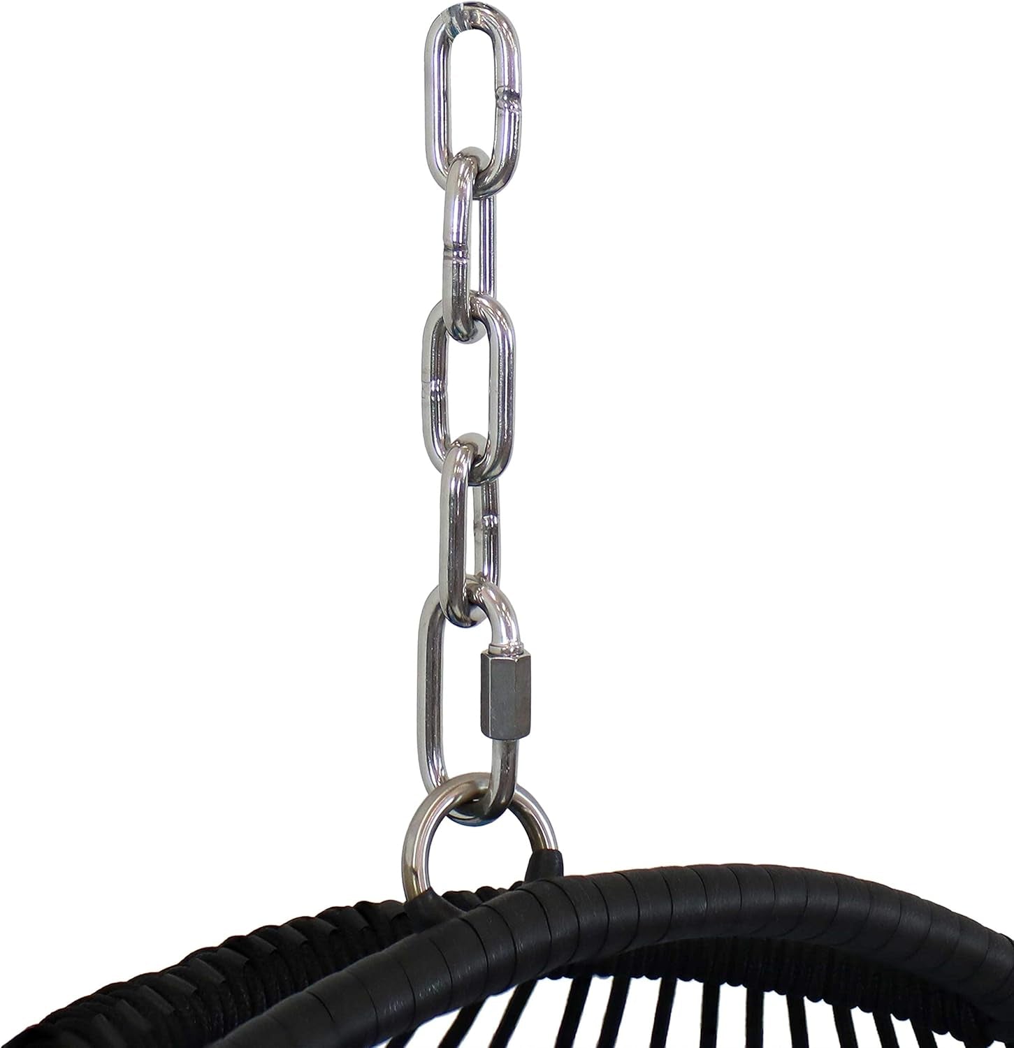 Julia Hanging Egg Chair - Black Polyethylene Wicker Frame with Red Polyester Cushions - 44 Inches Tall