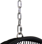 Julia Hanging Egg Chair - Black Polyethylene Wicker Frame with Red Polyester Cushions - 44 Inches Tall