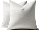 Pack of 2, Velvet Soft Solid Decorative Square Throw Pillow Covers Set Cushion Cases Pillowcases for Spring Sofa Bedroom 18X18 Inch Greyish White