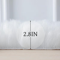 Faux Fur Rug Sheepskin Shag Fluffy Fuzzy White 2X3 Ft Small Rugs for Bedroom Bedside Bed Floor Living Room Plush High-Density Cushion Carpet Super Sofa Cover