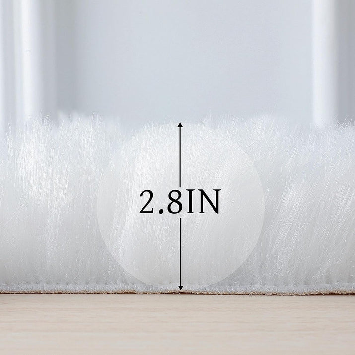 Faux Fur Rug Sheepskin Shag Fluffy Fuzzy White 2X3 Ft Small Rugs for Bedroom Bedside Bed Floor Living Room Plush High-Density Cushion Carpet Super Sofa Cover